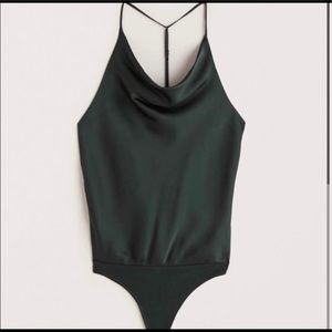 Abercrombie green Satin bodysuit